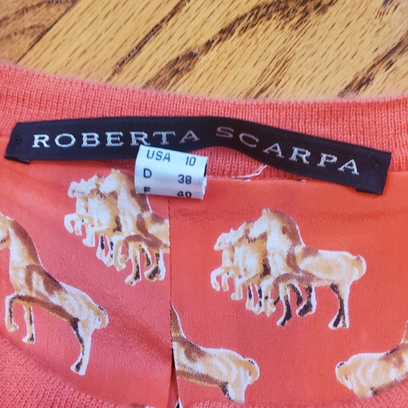 💥💫HOST PICK!💥💫DEAL!Cardigan Cozy Roberta Scarpa orange sexy cardi.size 10 - Picture 4 of 12